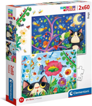 Puzzle Supercolor - Bugs - 2x60 Elementów - Clementoni - 21618
