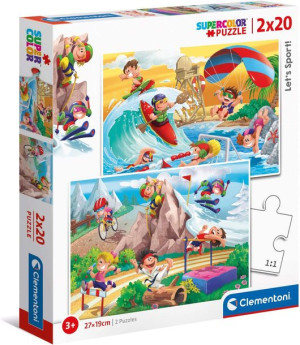 Puzzle Supercolor - Let's Sport! - 2x20 Elementów - Clementoni - 24780