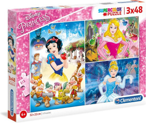 Puzzle Supercolor - Disney Princess - 3x48 Elementy - Clementoni - 25211