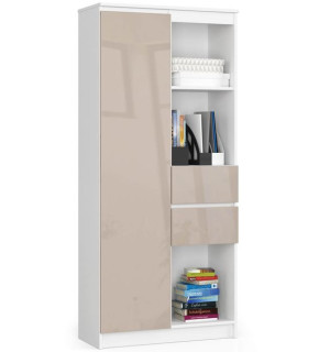 Regał Biurowy R 80 Cm Clp R15 - Biały-cappuccino Połysk