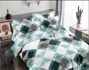Komplet Pościeli 3d Z Wzorem W Zielone Romby