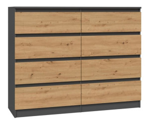 Komoda Z 8szufladami M8 120 Antracyt-dąb Artisan
