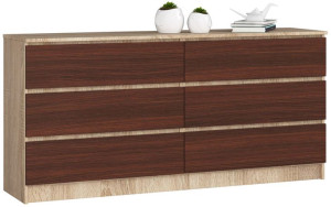 Komoda K 160 Cm 6 Szuflad Sonoma / Wenge