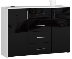 Komoda K 45 110 Cm Biała / Czarny Połysk