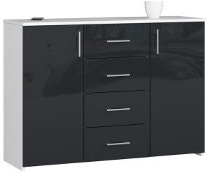 Komoda K 45 110 Cm Biała / Grafit Połysk