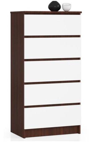 Komoda K 60 Cm 5 Szuflad Wenge / Biała