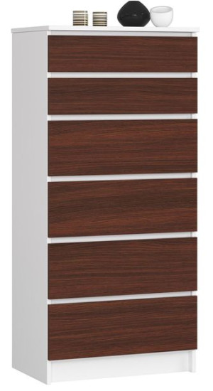 Komoda K 60 Cm 6 Szuflad Biała / Wenge