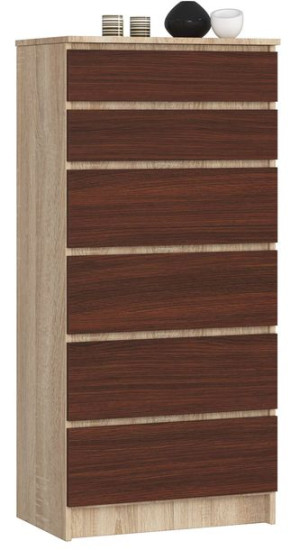 Komoda K 60 Cm 6 Szuflad Sonoma / Wenge
