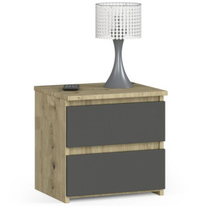 Szafka Nocna Cl2 40 Cm 2 Szuflady - Dąb Artisan-grafit Szary