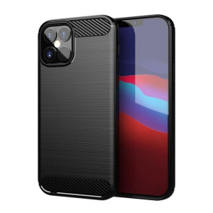 Carbon Case Elastyczne Etui Pokrowiec Iphone 12 Pro / Iphone 12 Czarny