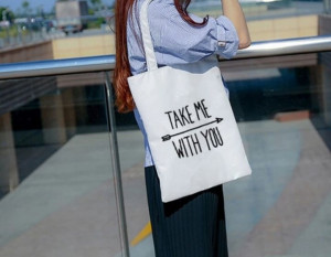 Torba bawełniana z napisem ,,Take me with you,,