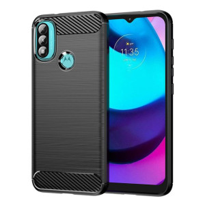 Carbon Case Elastyczne Etui Pokrowiec Motorola Moto E20 Czarny