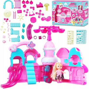 Kinder_Play Duży Składany Zamek Pl.zabaw Lalka+Akc