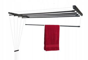 Suszarka Sufitowa Stalowa Czarna 5 Prętów- 150 Cm