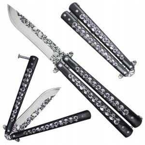 Nóż Motylkowy Motylek Ostry Balisong Czaszki