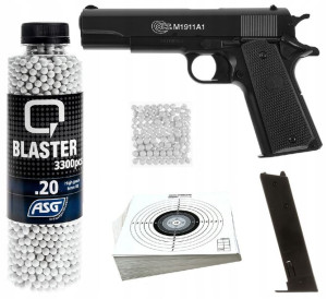 Pistolet Asg Na Kulki 6mm Sprężynowy + Akcesoria