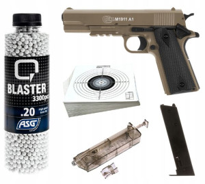 Pistolet Asg Metalowy 6mm Mocny + Akcesoria