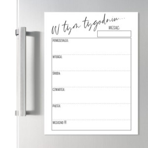 Planer tygodniowy na lodówkę - Tablica magnetyczna suchościeralna - minimal