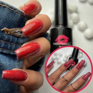 RJ 8049 Smartnail Flash Lakier hybrydowy Disco Gel 6ml 6g CZERWONY BROKATOW