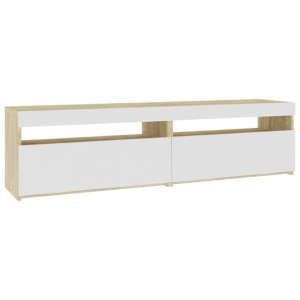 Szafki TV z LED, 2 szt., biel i dąb sonoma, 75x35x40 cm