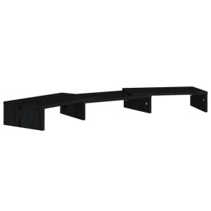 Podstawka na monitor, czarna, 80x24x10,5 cm, drewno sosnowe