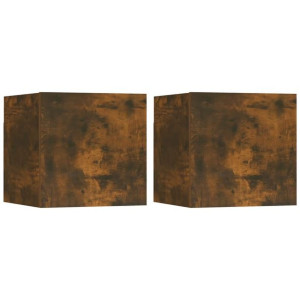 Wiszące szafki TV, 2 szt., przydymiony dąb, 30,5x30x30 cm