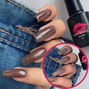 RJ 8041 Smartnail Flash Lakier hybrydowy Disco Gel 6ml 6g BRĄZOWY BROKATOWY