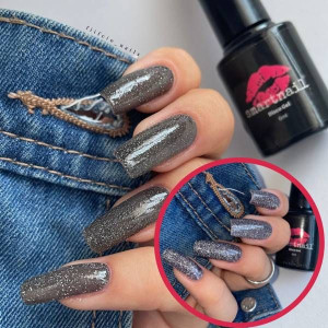 RJ 8038 Smartnail Flash Lakier hybrydowy Disco Gel 6ml 6g CZARNY BROKATOWY