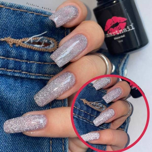 RJ 8037 Smartnail Flash Lakier hybrydowy Disco Gel 6ml 6g BROKATOWY SREBRNY
