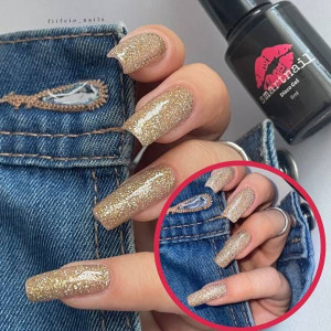 RJ 7012 Smartnail Flash Lakier hybrydowy Disco Gel 6ml 6g BROKATOWY ZŁOTY N