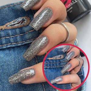 RJ 7010 Smartnail Flash Lakier hybrydowy Disco Gel 6ml 6g CZARNY BROKATOWY