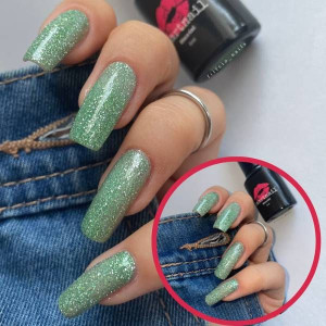 RJ 7009 Smartnail Flash Lakier hybrydowy Disco Gel 6ml 6g BROKATOWY ZIELONY