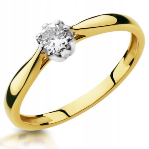 Złoty Pierścionek Zaręczynowy 585 14k Cyrkonia R18