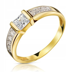 Złoty Pierścionek Zaręczynowy 333 8k Cyrkonia R10