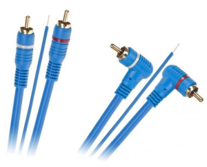 Kabel 2x RCA wtyk kątowy - 2x RCA wtyk prosty + żyła sterująca 5m