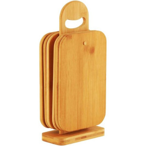 Zestaw 6 szt. desek do krojenia bambus + stojak Deco4Home