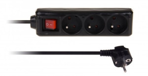 Przedłużacz 3 gniazda + wyłącznik 5m 10A IP20 LB0081B-5 Czarny Libox