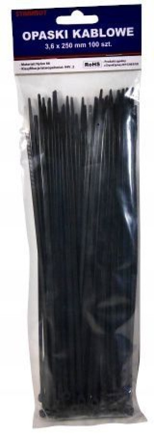Opaska Kablowa Czarna Trytytki 3,6 X 250mm 100szt