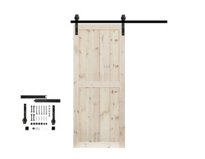 Drzwi przesuwne drewniane z systemem przesuwnym Loft, komplet [-]85x202,210