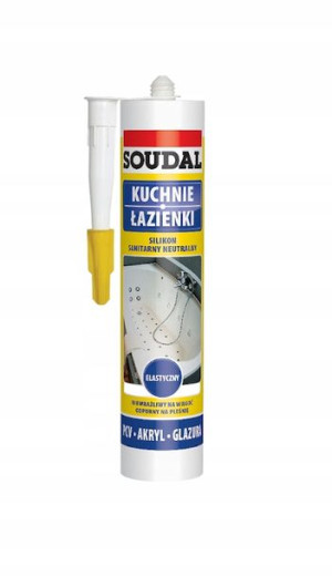 SOUDAL KUCHNIE ŁAZIENKI silikon sanitarny neutralny bezbarwny 280ml
