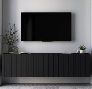 Wisząca szafka RTV Komoda RTV Glamour Czarny MAT 150 cm
