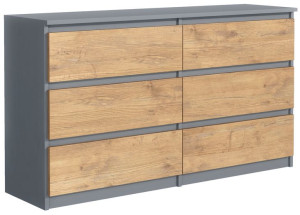 Szafka Komoda 6szuflad 120cm Antracyt Dąb Lancelot