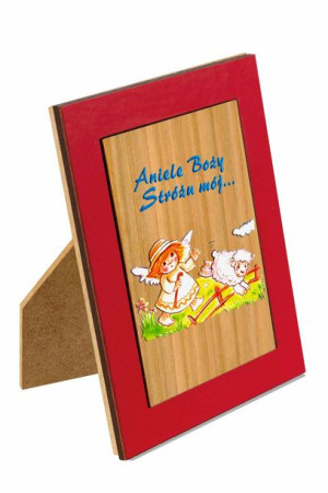 Aniołek - Obraz w ramce - Ceramika drewniana
