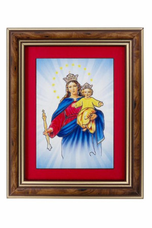 Matka Boża Wspomożycielka Wiernych - Ceramika drewniana w ramce