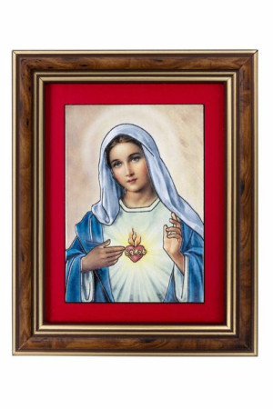 Serce Maryi - Ceramika drewniana w ramce