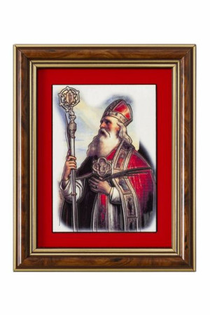 Święty Wojciech - Ceramika drewniana w ramce