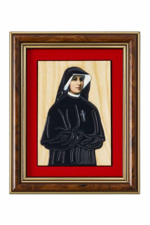 Święta Faustyna - Ceramika drewniana w ramce