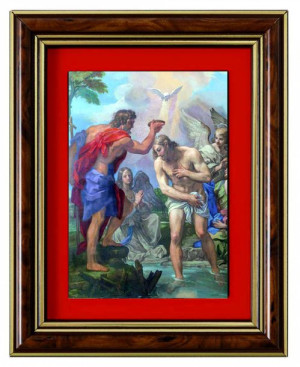 Jan Chrzciciel - Ceramika drewniana w ramce