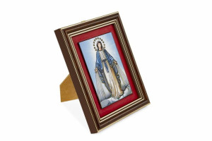 Matka Boża Niepokalana - Ceramika drewniana w ramce