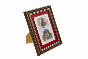 Matka Boża Wspomożycielka - Ceramika drewniana w ramce
